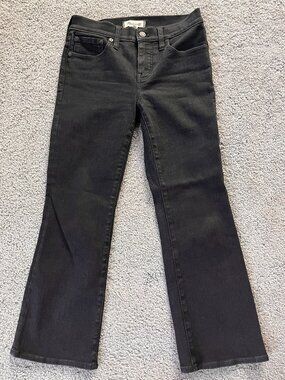 MADEWELL PETITE MID-RISE KICK OUT CROPPED JEANS BLACK RINSE WASH DENIM EUC - 26P